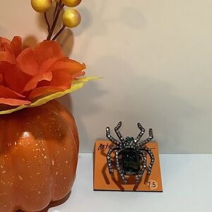Betsey Johnson Halloween Spider Cocktail Ring 7.5 New
